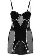 Burberry Crystal Detail Mesh And Velvet Corset Top - Black