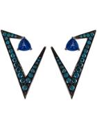 Nikos Koulis Geometric Sapphire And Diamond Earrings