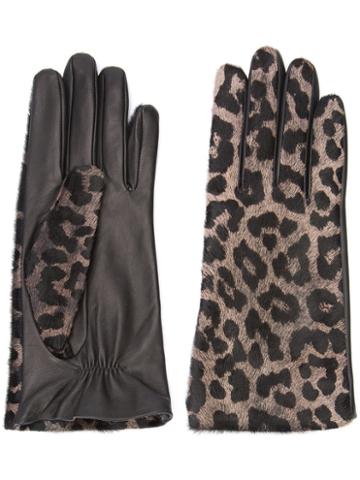 Perrin Paris - Leopard Gloves - Women - Leather - 7.5, Women's, Black, Leather