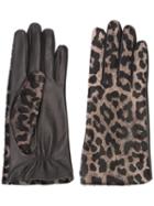 Perrin Paris - Leopard Gloves - Women - Leather - 7.5, Women's, Black, Leather