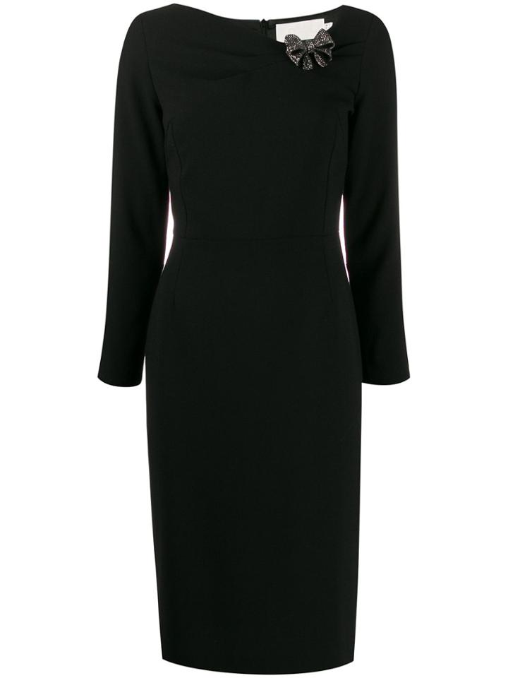 Goat Jet Bow Brooch Dress - Black