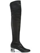 Casadei Chain-embellished Heel Boots - Black