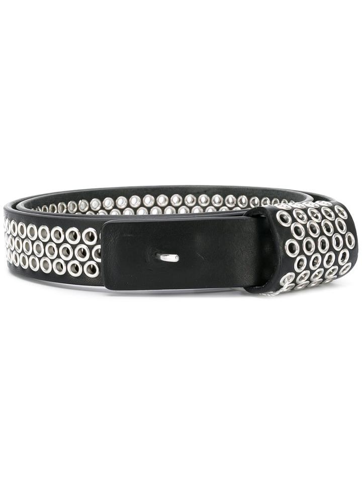 Maison Margiela Eyelet Embellished Belt, Men's, Size: 90, Black, Leather