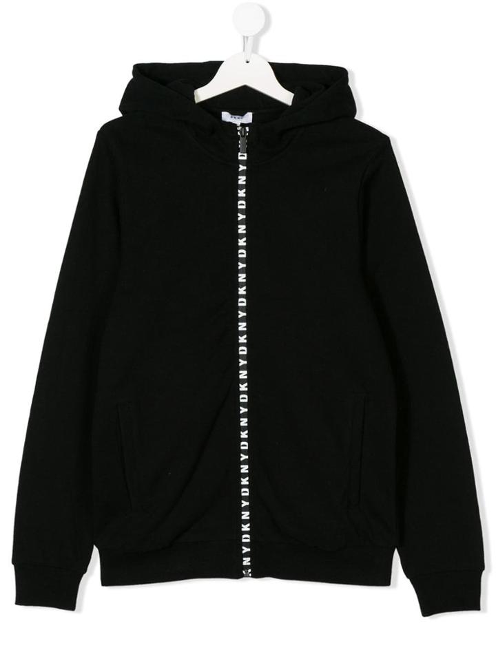 Dkny Kids Teen Logo Stripe Hoodie - Black