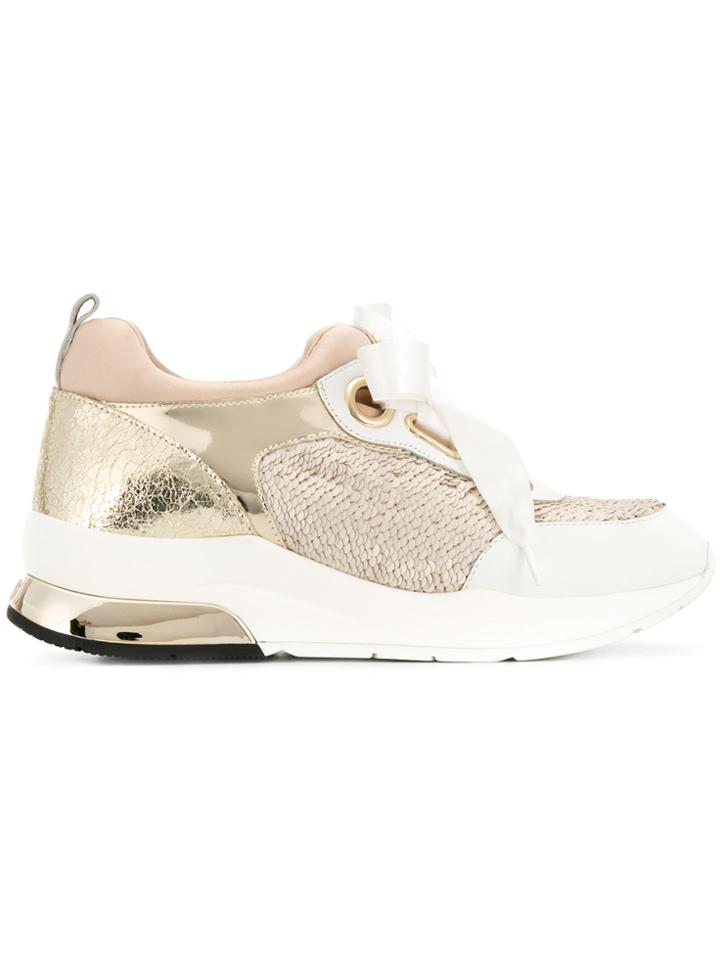 Liu Jo Panelled Ribbon Lace Sneakers - Nude & Neutrals