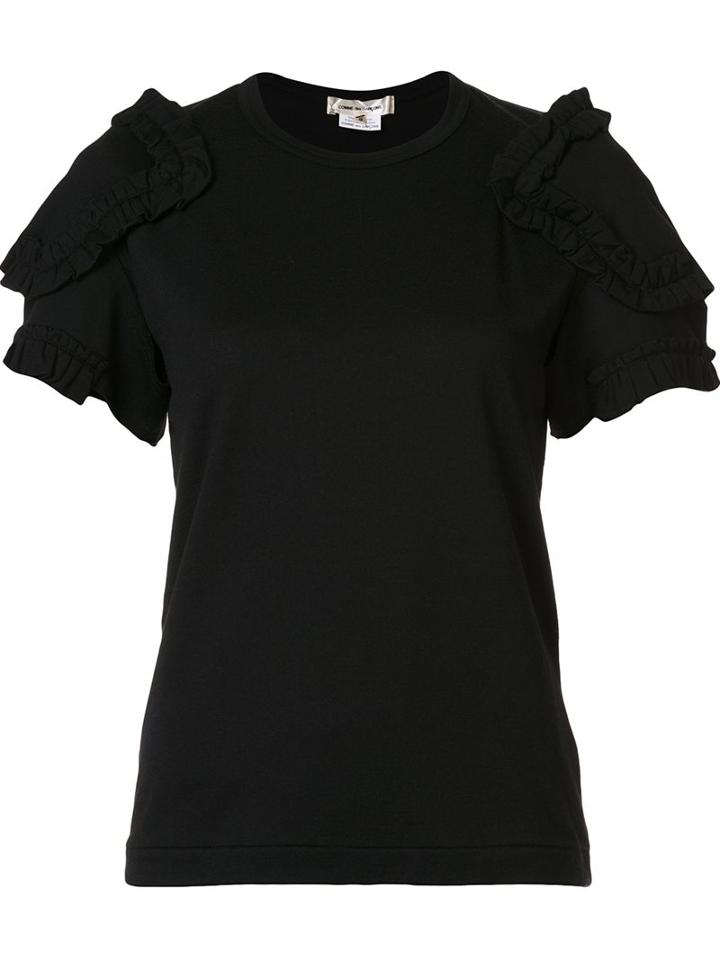 Comme Des Garçons Ruffle Sleeve Top, Women's, Size: Large, Black, Wool
