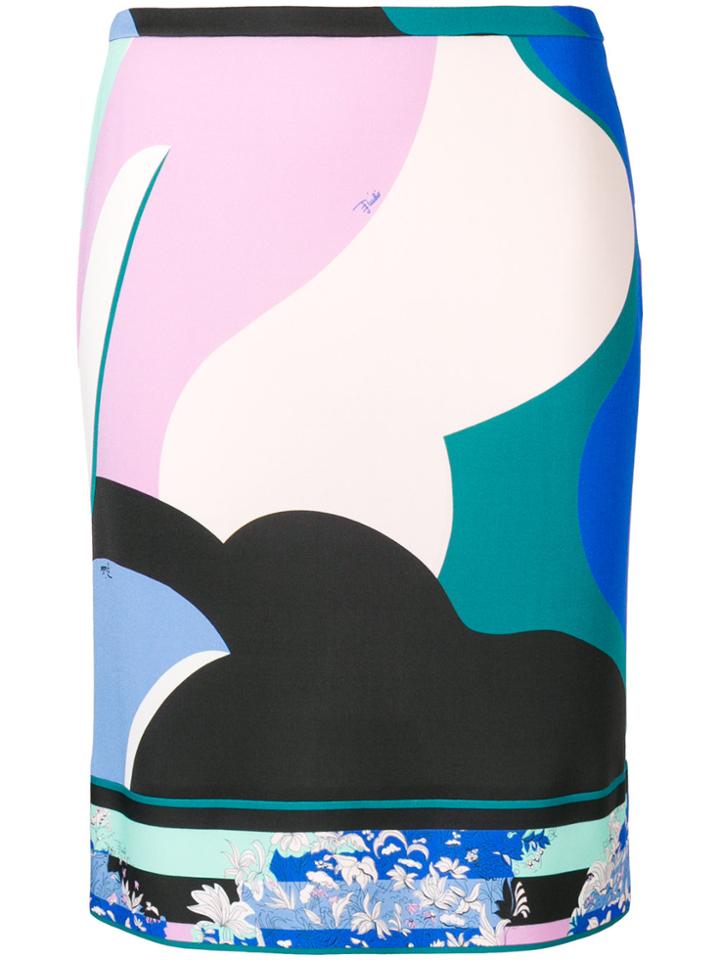 Emilio Pucci Abstract Print Straight Skirt - Multicolour