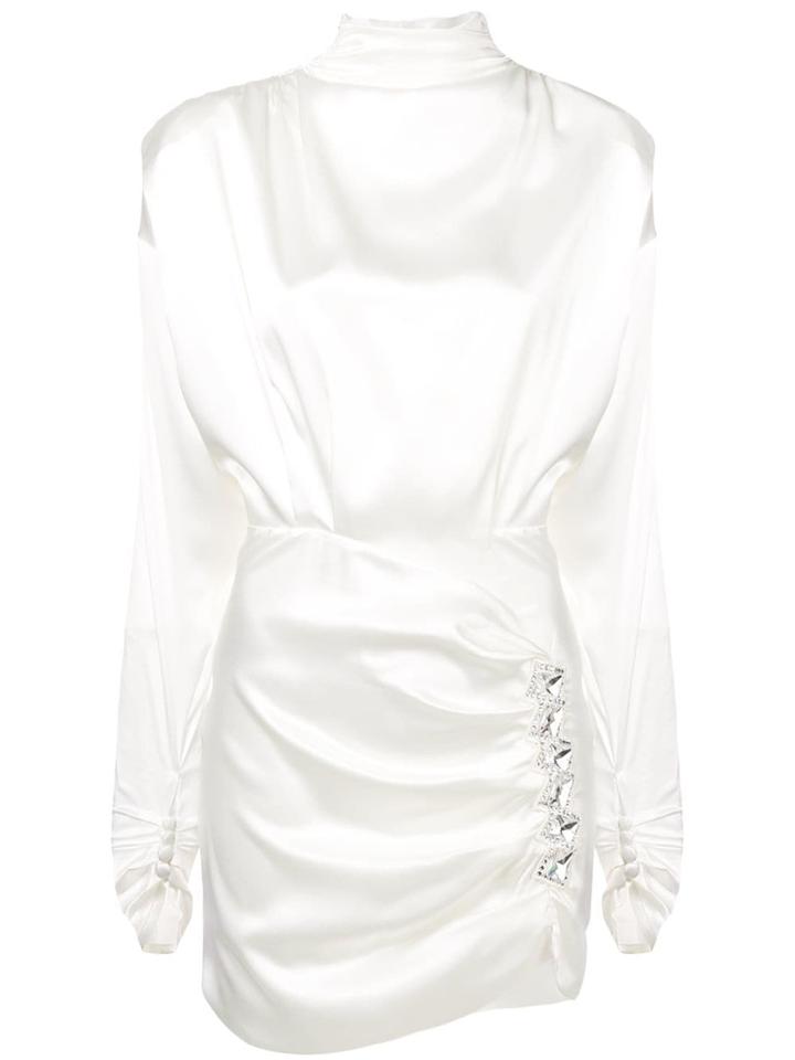 Alessandra Rich Open Back Turtleneck Dress - White