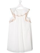 Chloé Kids Contrast Trim Ruffled Dress - White