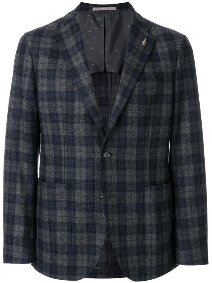 Paoloni Checked Suit Jacket - Grey
