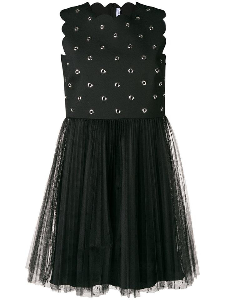 Red Valentino Riveted Scallop Trim Mini Dress - Black