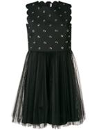 Red Valentino Riveted Scallop Trim Mini Dress - Black
