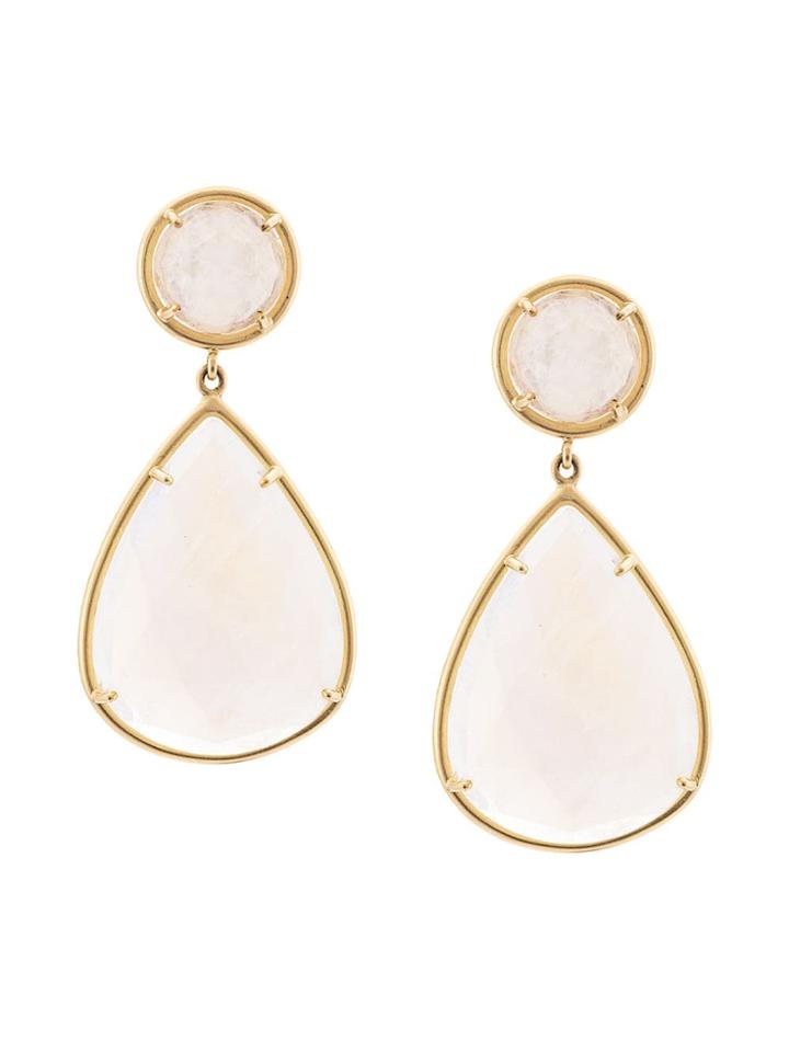 Irene Neuwirth 18kt Yellow Gold Rosecut Rainbow Moonstone Drop