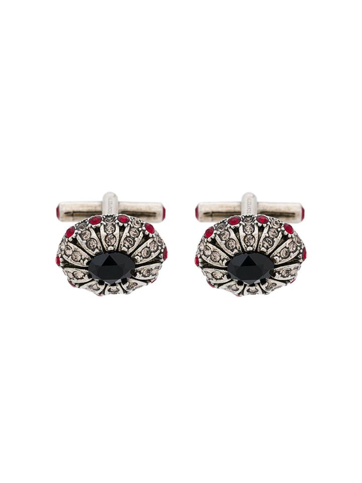 Alexander Mcqueen Glass Stones Embellished Cufflinks - Metallic