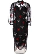 Simone Rocha Floral Embroidery Dress, Women's, Size: 6, Black, Cotton/polyamide/polyester/metallized Polyester