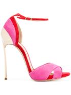 Casadei Techno Blade Crossover Strap Sandals - Pink & Purple