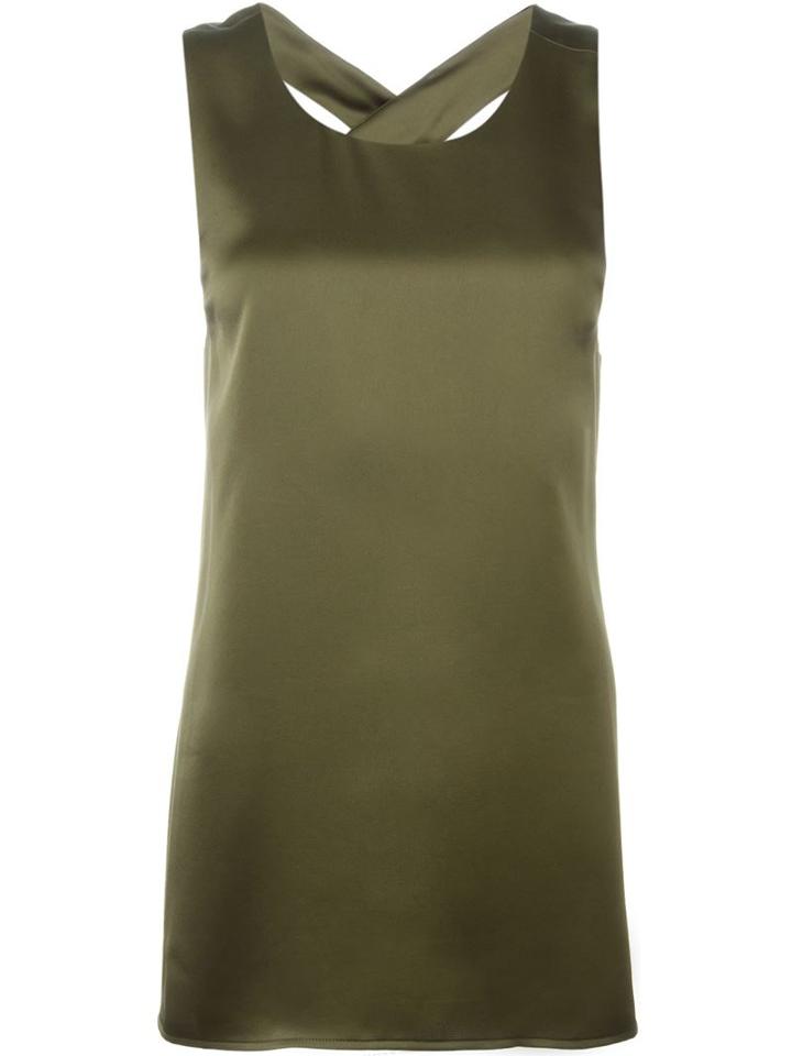 Theory Crisscross Back Sleeveless Top, Women's, Size: S, Green, Triacetate/polyester