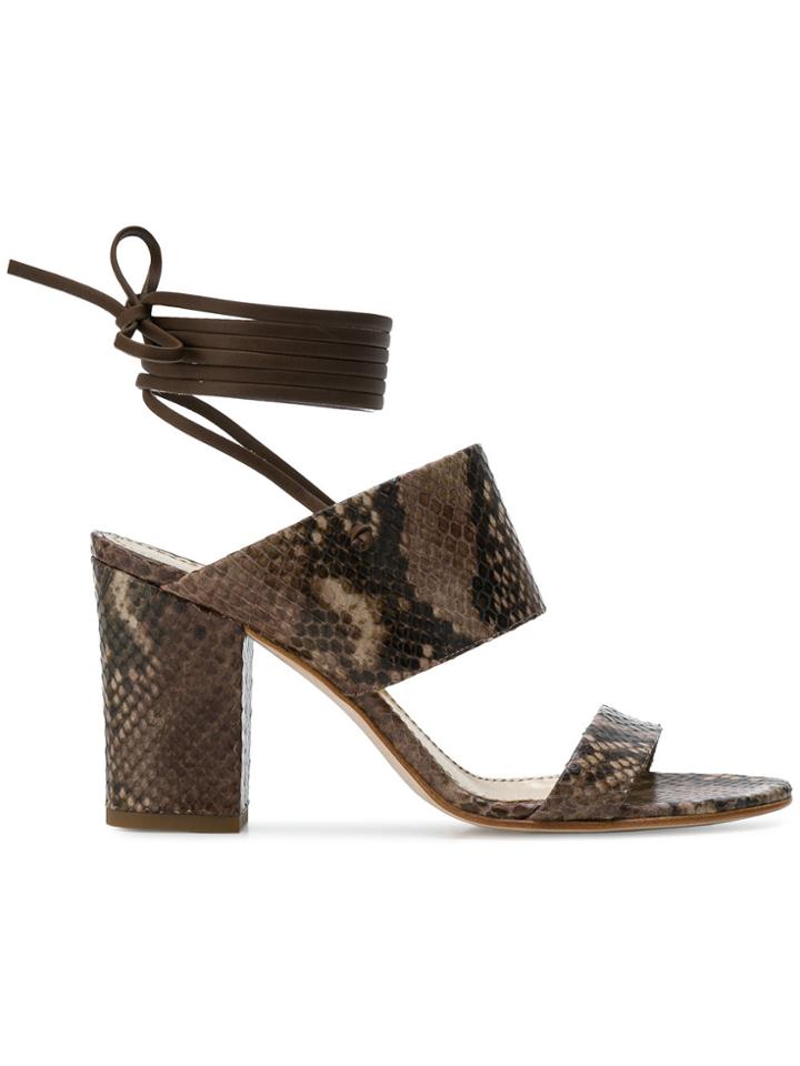 Antonio Barbato Snakeskin Effect Lace Up Sandals - Brown