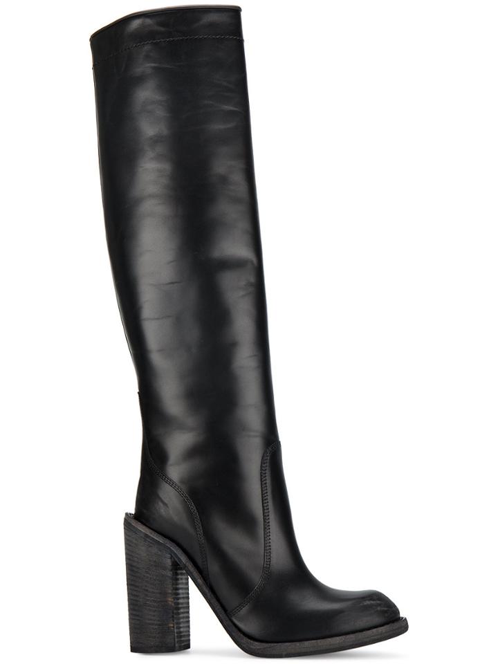 Haider Ackermann Black Chunky Heel 120 Knee High Boots