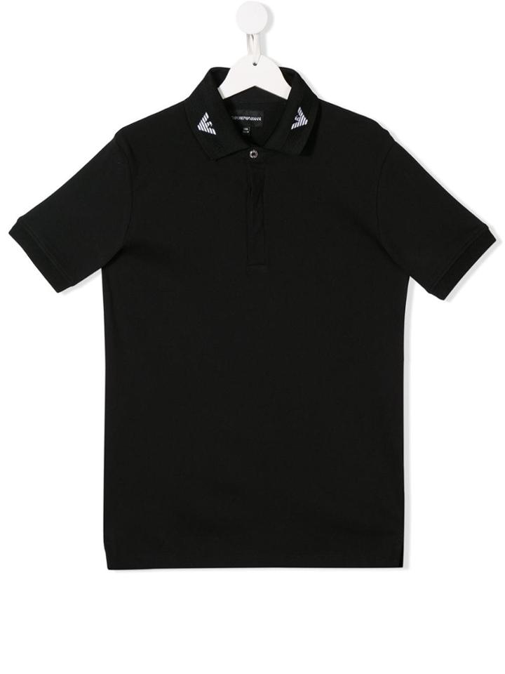 Emporio Armani Kids Logo Short-sleeve Polo Shirt - Black