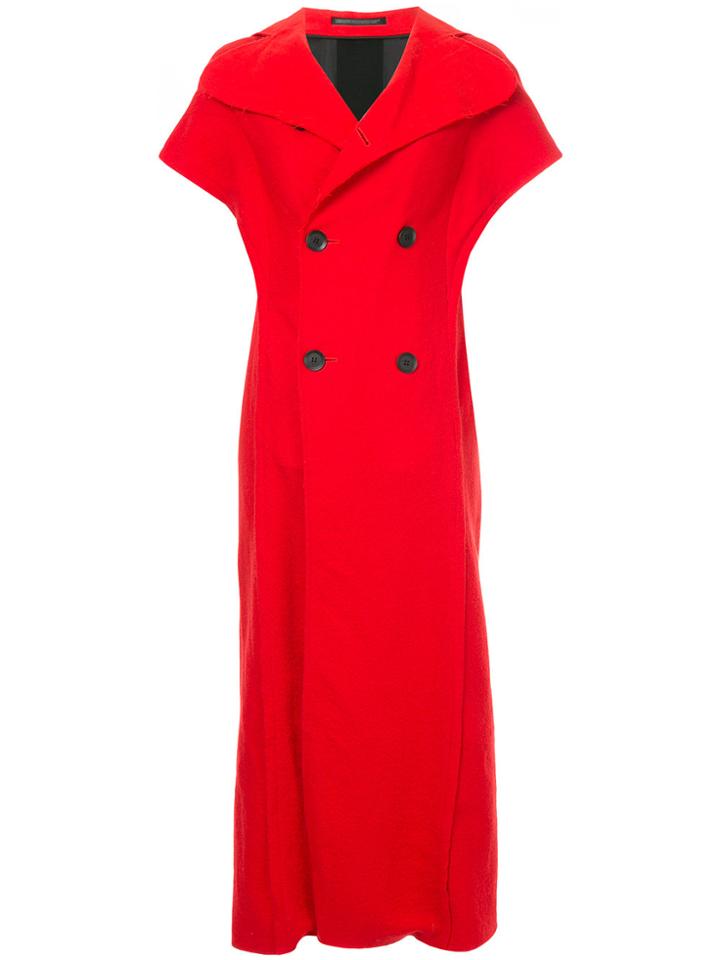 Yohji Yamamoto Vintage Contrast Panel Sleeveless Coat - Red
