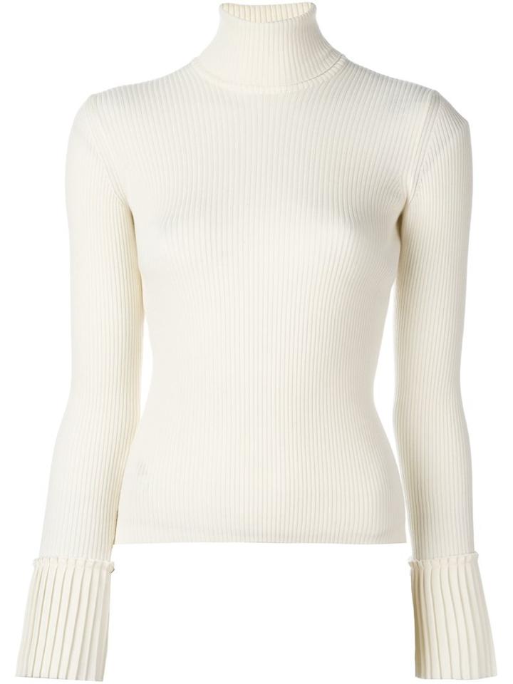 Salvatore Ferragamo High Neck Jumper, Women's, Size: Medium, White, Virgin Wool