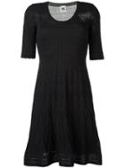 M Missoni Textured-knit Flounce Dress, Women's, Size: 44, Black, Cotton/polyester/viscose