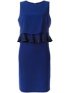 Armani Collezioni Ruffle Detail Dress, Women's, Size: 40, Blue, Polyester/glass