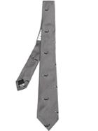 Thom Browne Classic Necktie In Hector Embroidered Silk Jacquard - Grey