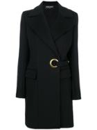 Balmain Eyelet Belted Coat - Black