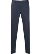 Canali Checked Slim Fit Trousers - Blue