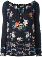Vilshenko Floral Print Drawstring Blouse, Women's, Size: 10, Black, Silk
