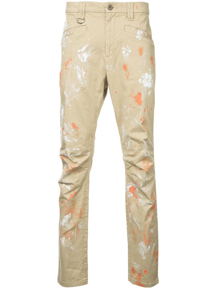 Roar - Paint Splash Chino Trousers - Men - Cotton/polyurethane/tencel - Iii, Brown, Cotton/polyurethane/tencel