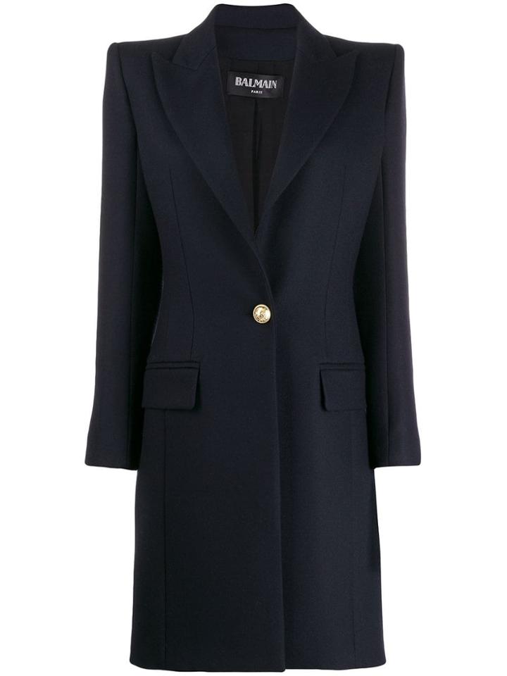 Balmain Long Line Blazer - Blue