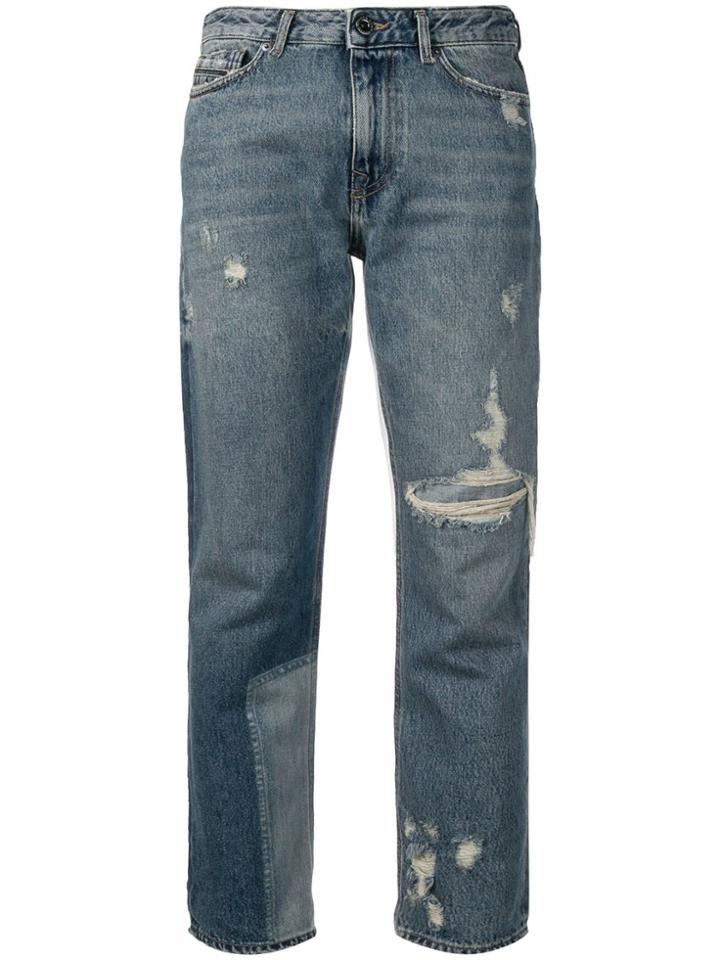 Diesel Black Gold Straight Jeans With Bleached Patch - Blue