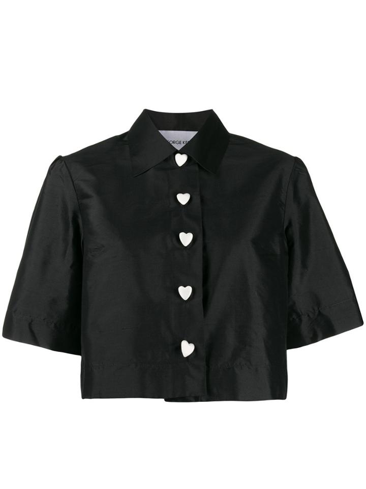 George Keburia Heart Button Shirt - Black