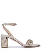 Miu Miu Glitter Heel Sandals - Gold