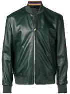 Paul Smith Leather Bomber Jacket - Green
