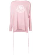 Moncler Belted Logo Side Slit Sweater - Pink & Purple