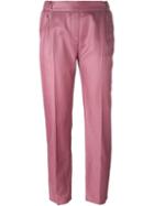 Mm6 Maison Margiela Slim Fit Trousers, Women's, Size: 40, Pink/purple, Cotton/cupro/viscose