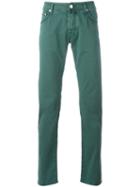 Jacob Cohen Plain Chinos, Men's, Size: 33, Green, Cotton/spandex/elastane