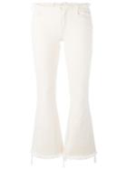 Marques'almeida Fray Hem Flared Trousers, Women's, Size: 8, White, Cotton
