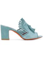 Santoni Fringed Tassel Mules - Blue