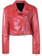 Drome Cropped Biker Jacket - Red