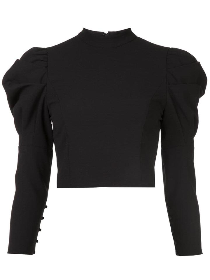 Alice+olivia Puff Sleeve Blouse - Black