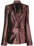 Haider Ackermann - Metallic Pinstriped Blazer - Women - Silk/cotton/nylon/wool - 40, Red, Silk/cotton/nylon/wool