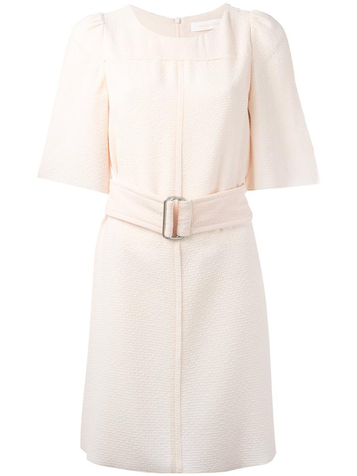 See By Chloé Belted Mini Dress, Women's, Size: 38, Pink/purple, Polyester/viscose