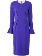 Roksanda - Flute Sleeve Dress - Women - Silk/polyester/spandex/elastane/viscose - 10, Pink/purple, Silk/polyester/spandex/elastane/viscose