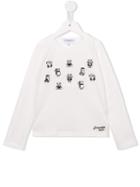 Simonetta Teddy Bear Embroidered Top, Girl's, Size: 6 Yrs, White