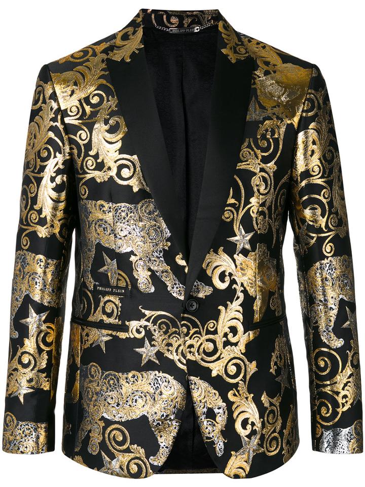 Philipp Plein - 'gold Vibe' Blazer - Men - Polyester/viscose - 56, Black, Polyester/viscose